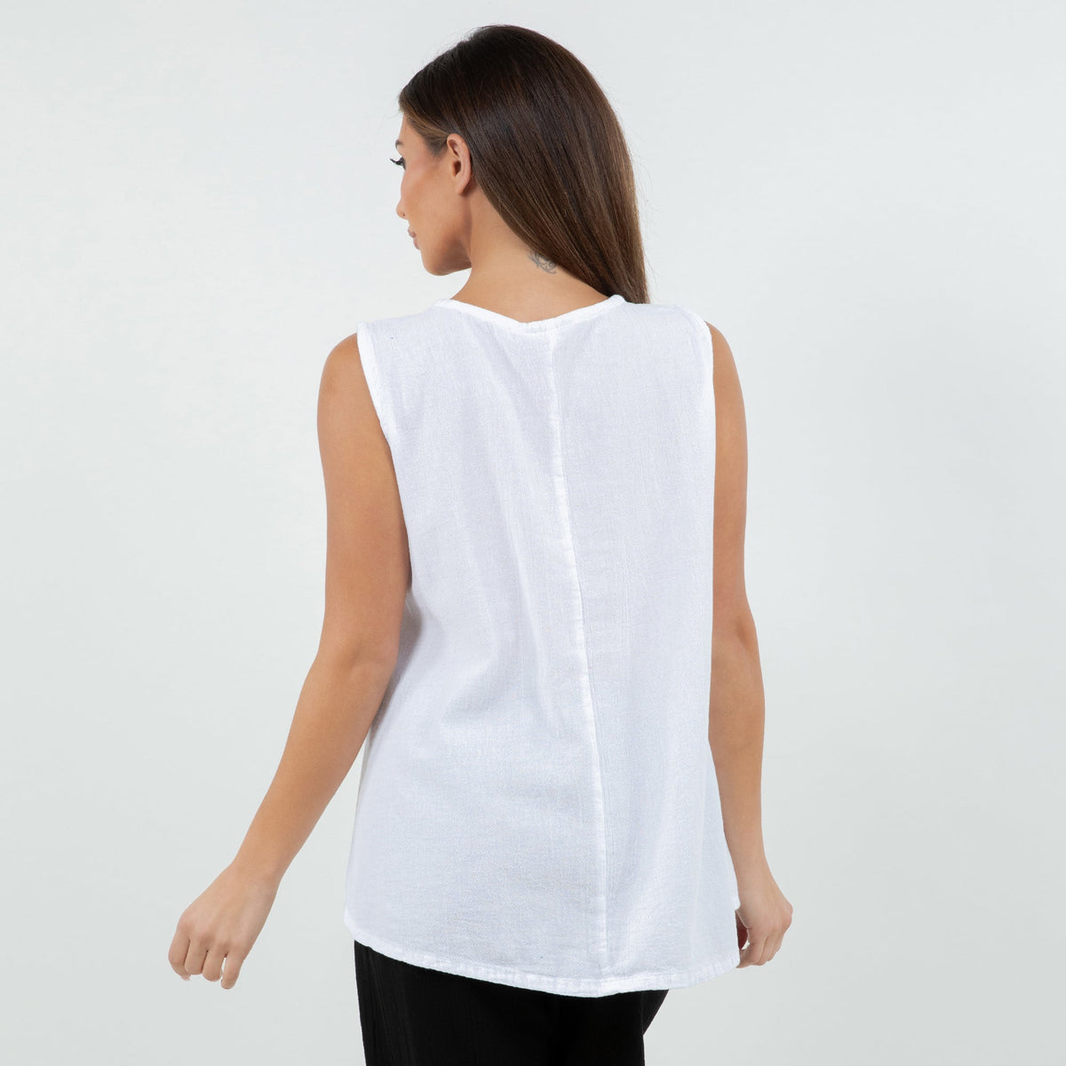 Vero Women's Cotton Gauze Button-Detail Tank Top