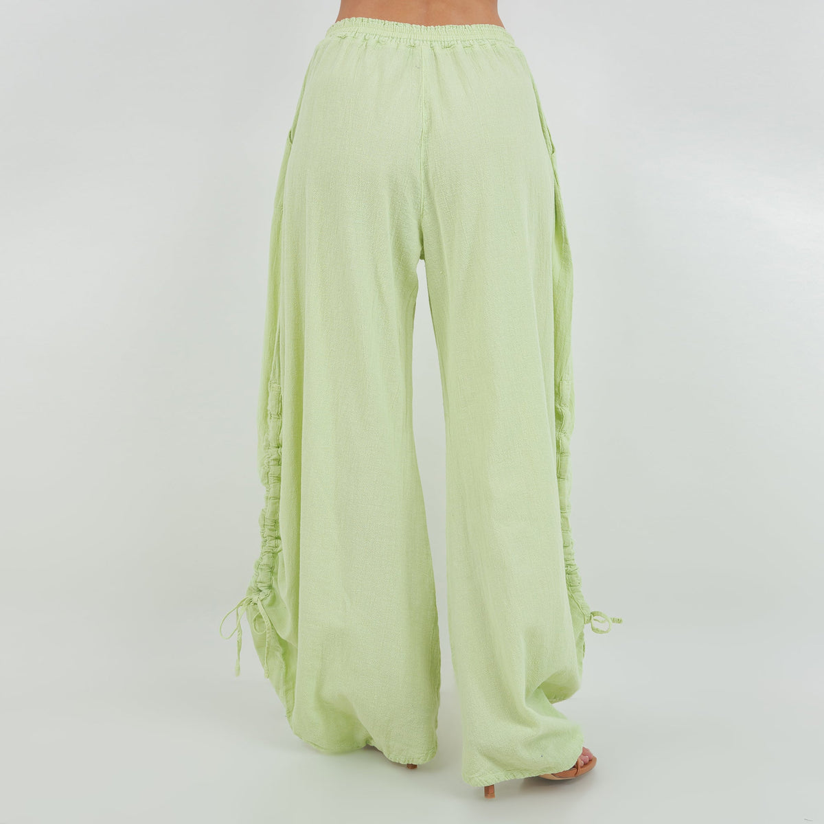 Oana Cotton Gauze Pants with Adjustable Ruched Hems