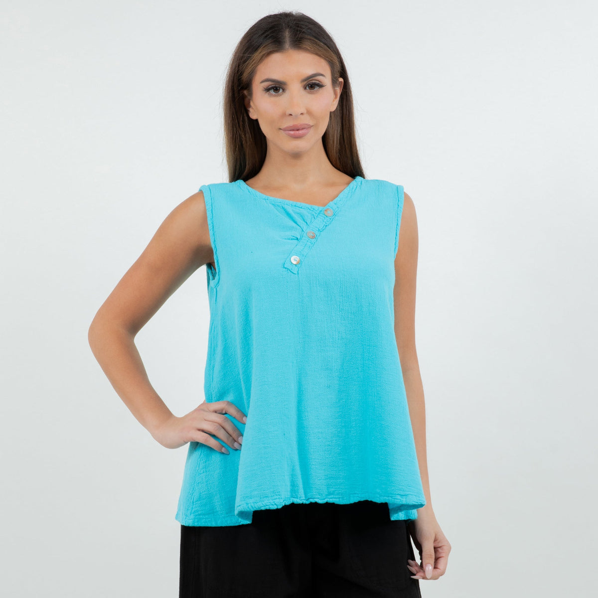 Vero Women's Cotton Gauze Button-Detail Tank Top