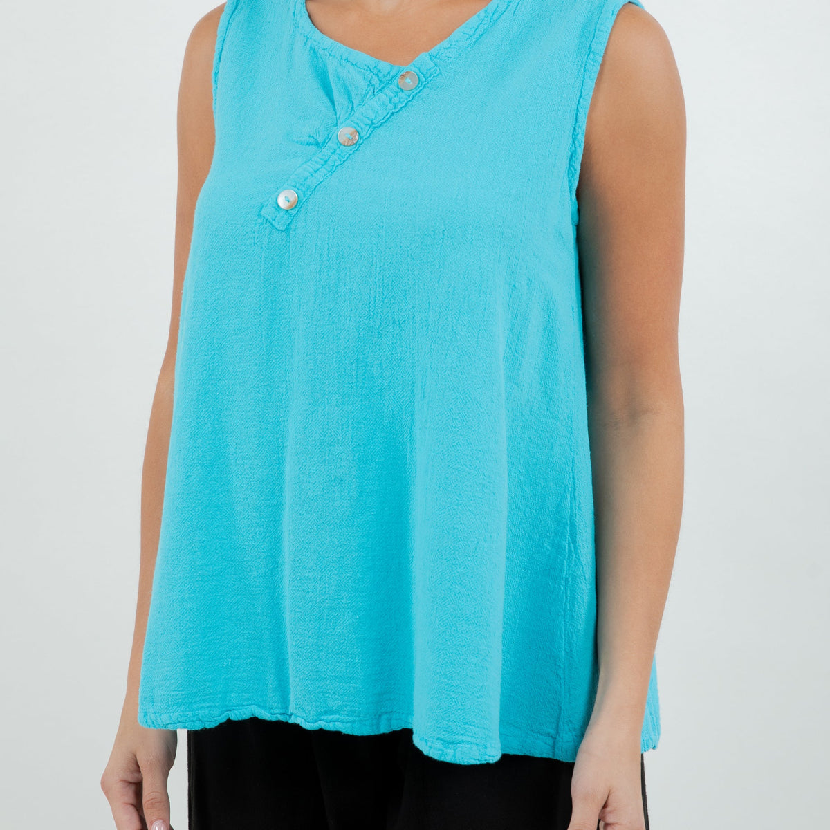 Vero Women's Cotton Gauze Button-Detail Tank Top