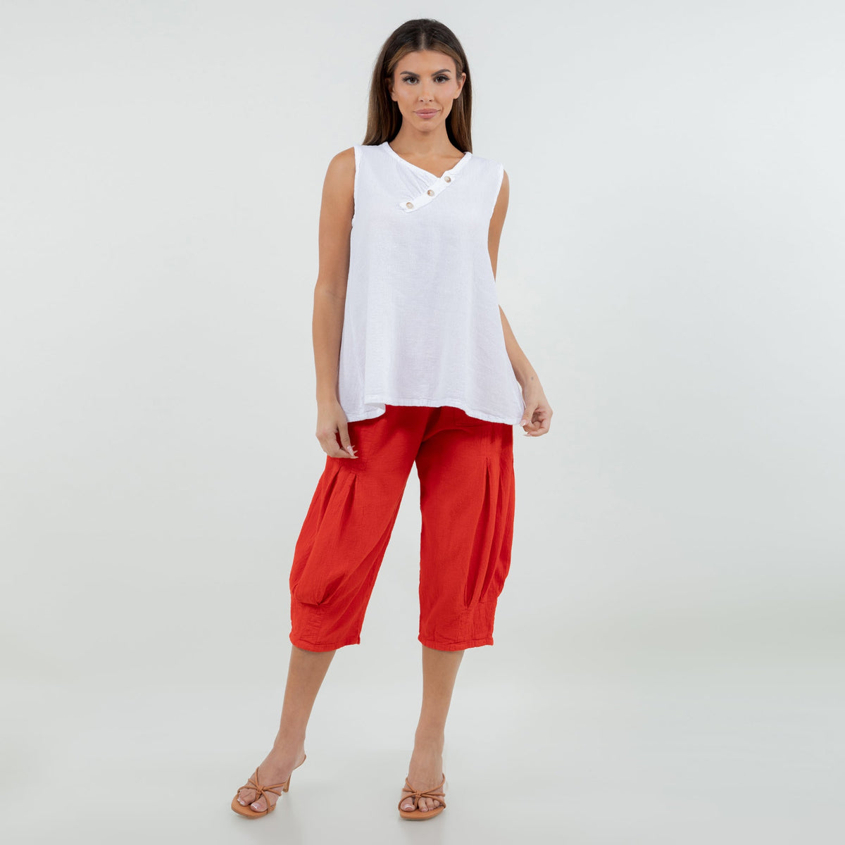 Vero Women's Cotton Gauze Button-Detail Tank Top