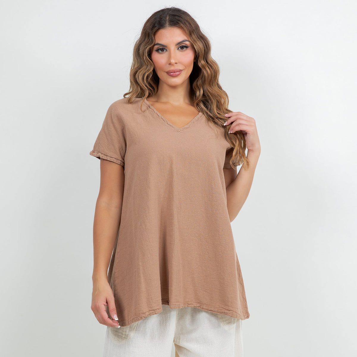 Betsy Cotton Gauze A-Line Cap-Sleeve Top