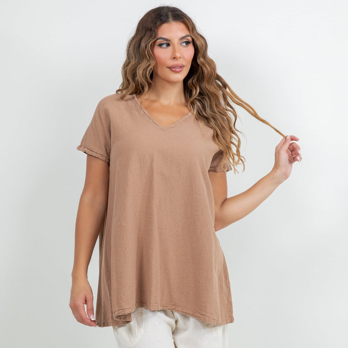 Betsy Cotton Gauze A-Line Cap-Sleeve Top