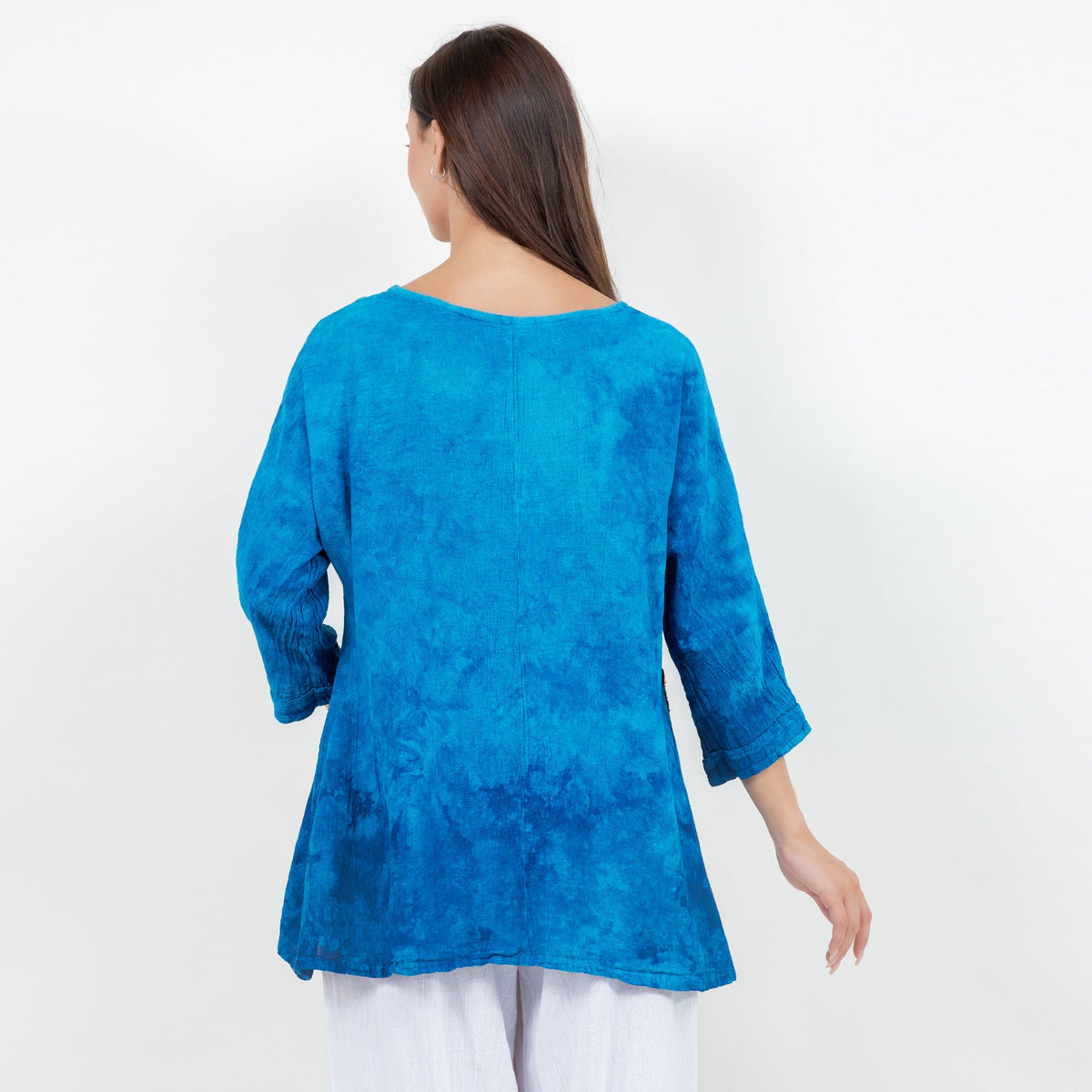 Lucia Cotton Gauze Appliqué V-Neck Blouse