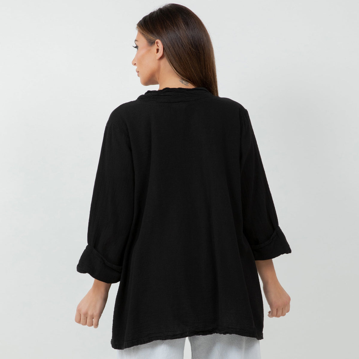 Tammy Cotton Gauze A-Line Button-Down Top