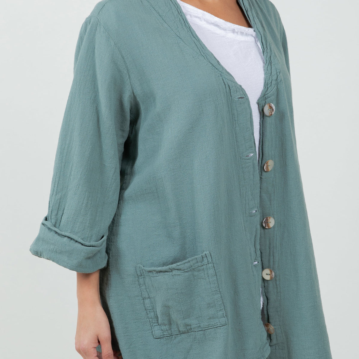 Tammy Cotton Gauze A-Line Button-Down Top