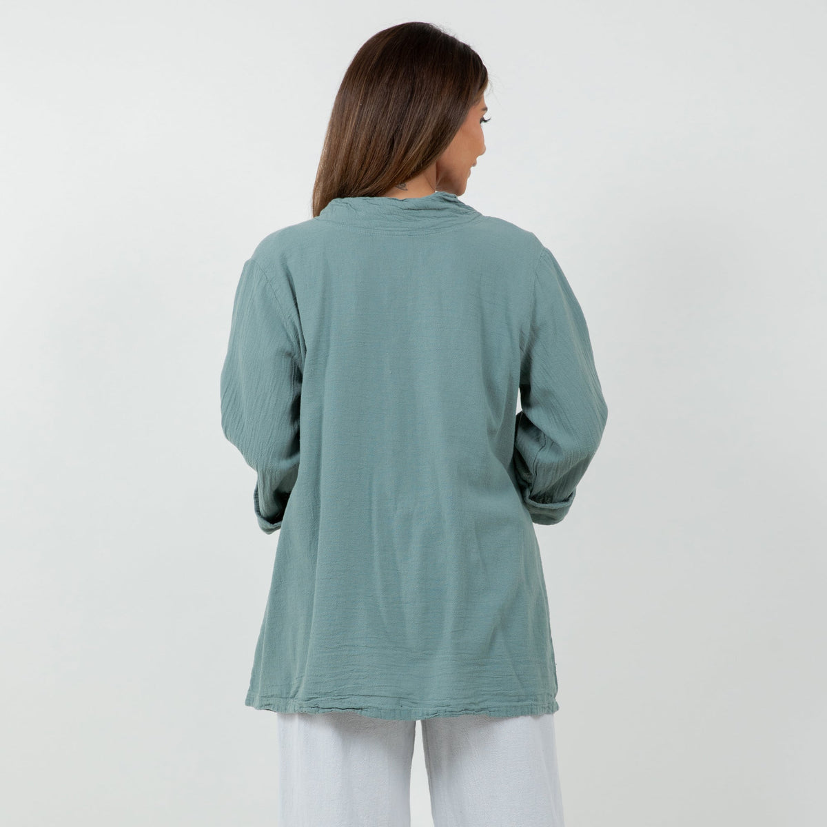 Tammy Cotton Gauze A-Line Button-Down Top