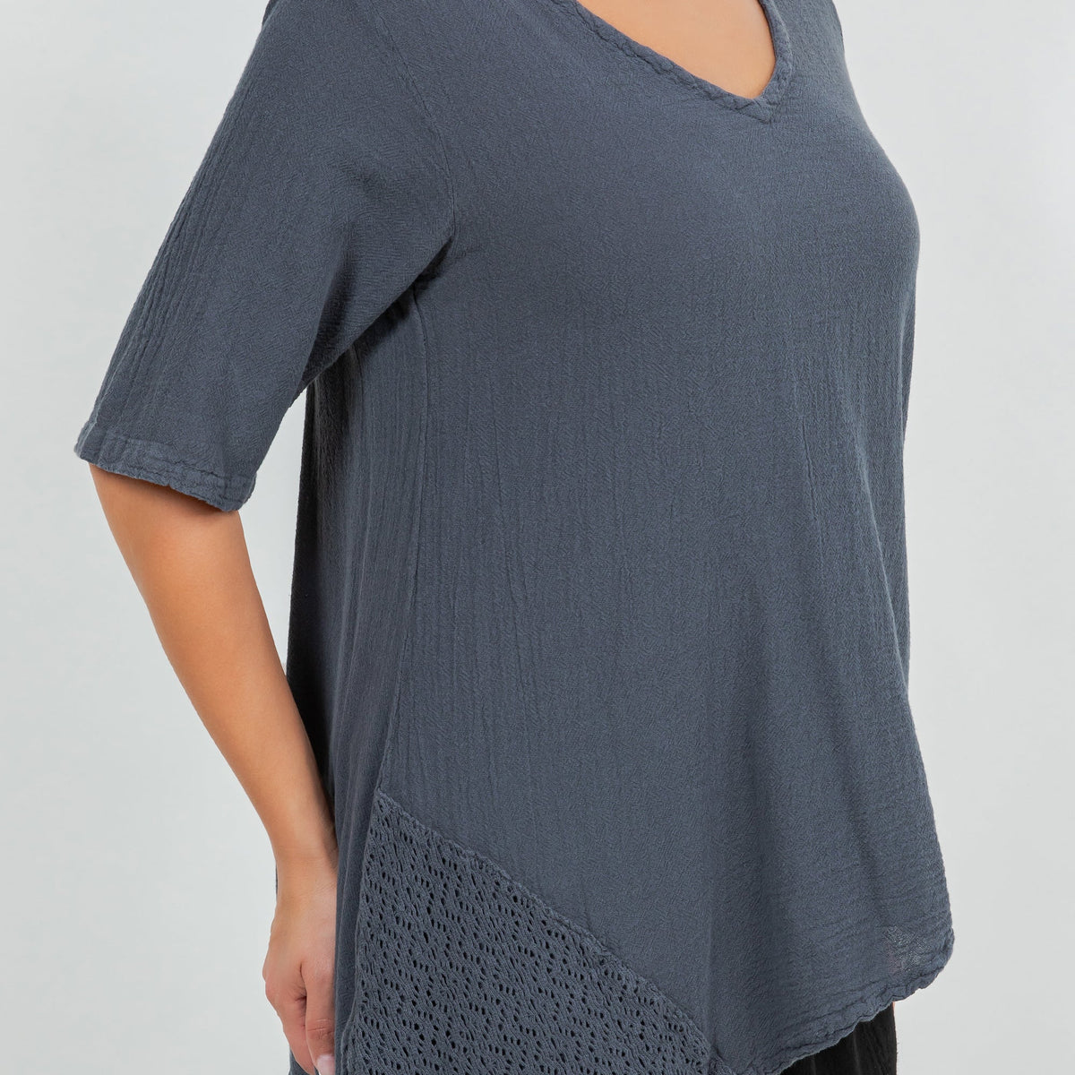 Dagny Cotton Gauze Asymmetric V-Neck Tunic