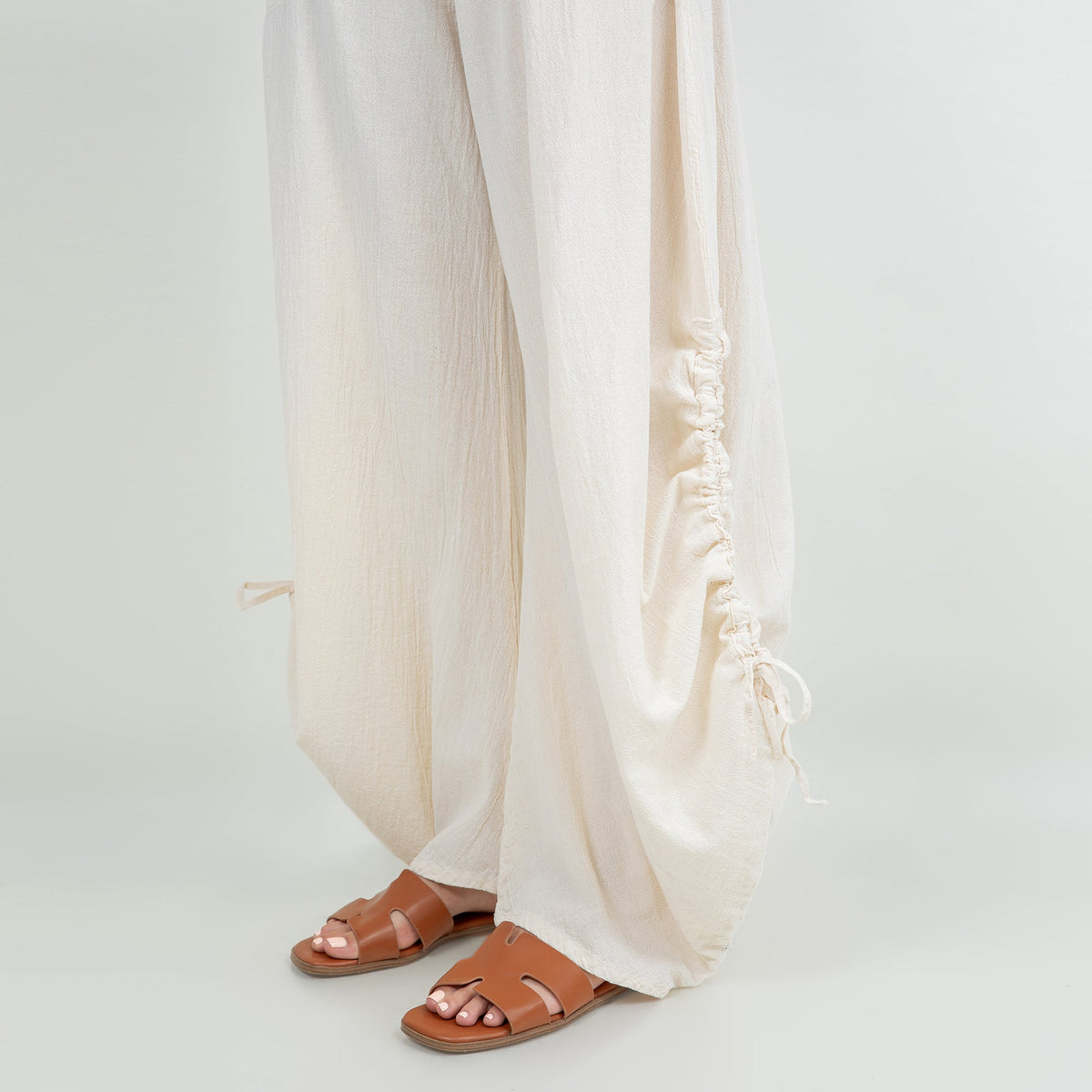 Oana Cotton Gauze Pants with Adjustable Ruched Hems