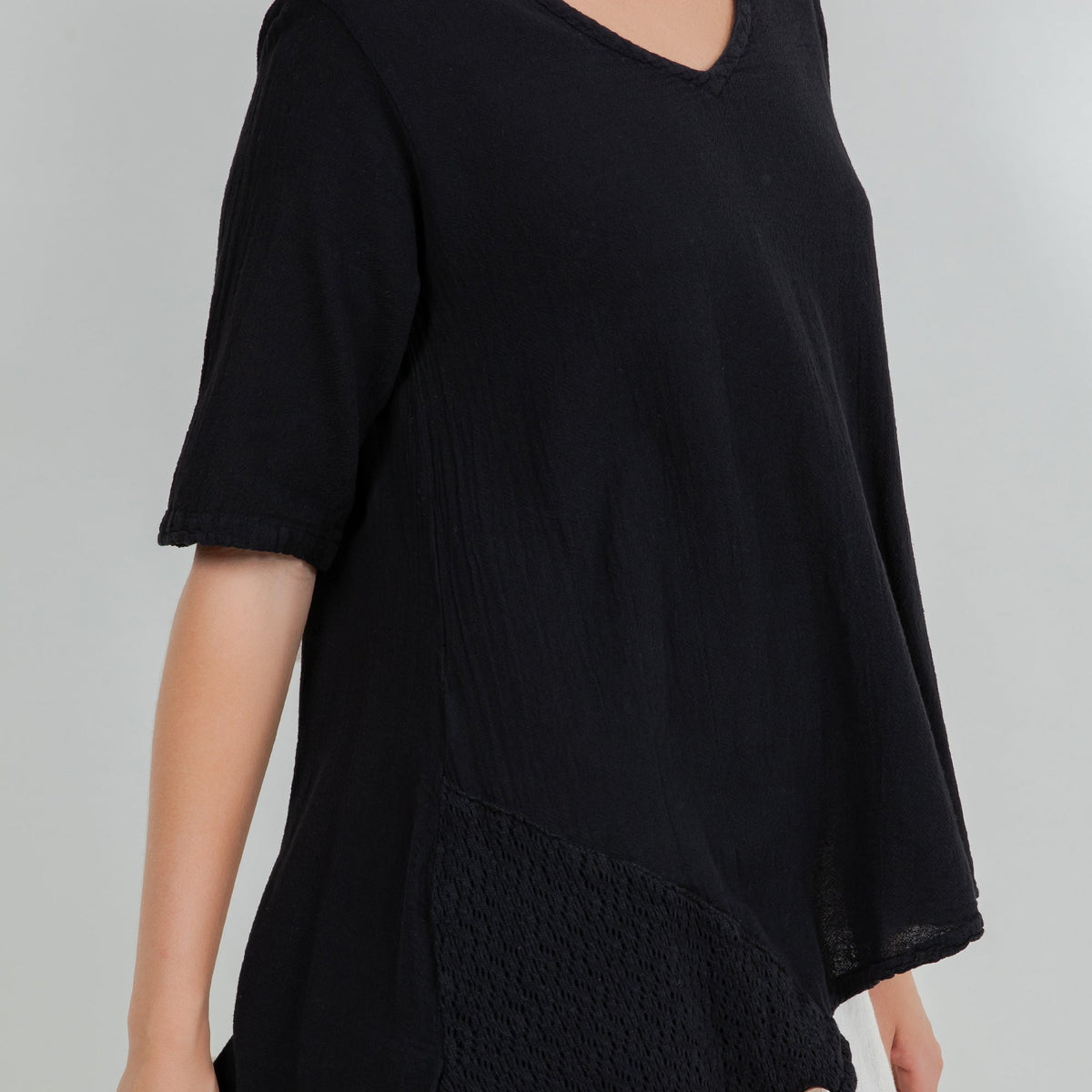 Dagny Cotton Gauze Asymmetric V-Neck Tunic