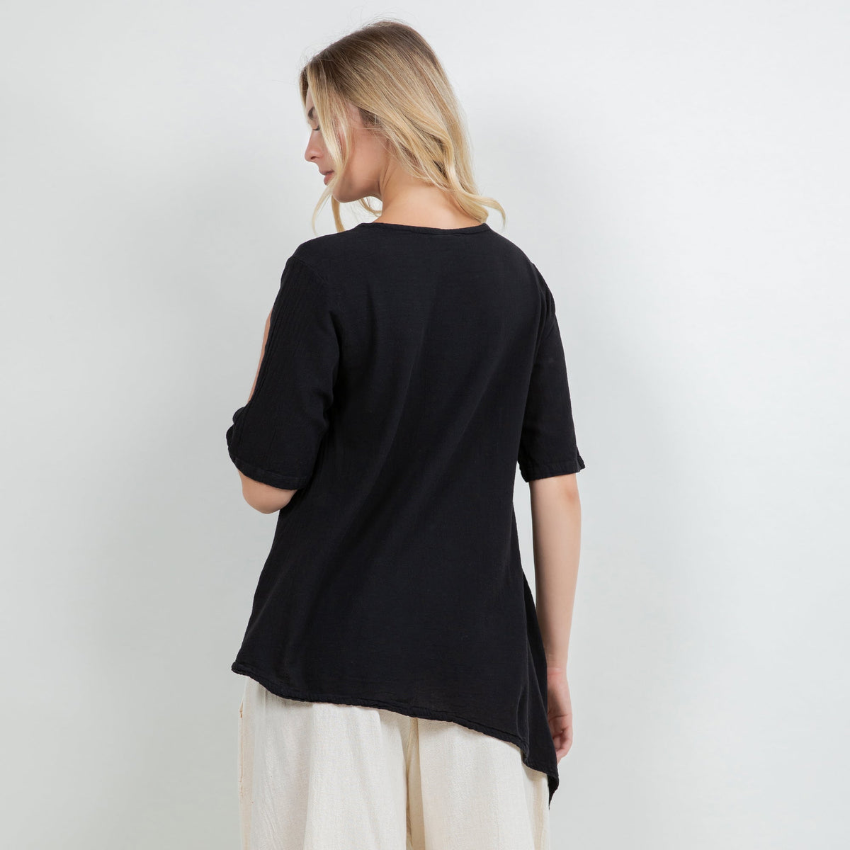 Dagny Cotton Gauze Asymmetric V-Neck Tunic