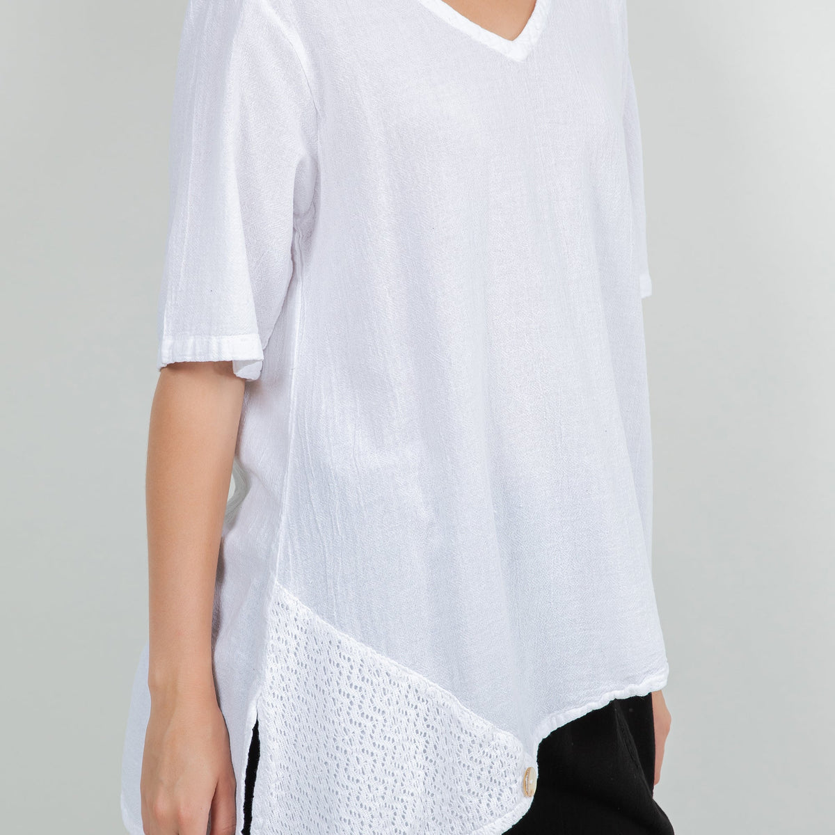Dagny Cotton Gauze Asymmetric V-Neck Tunic