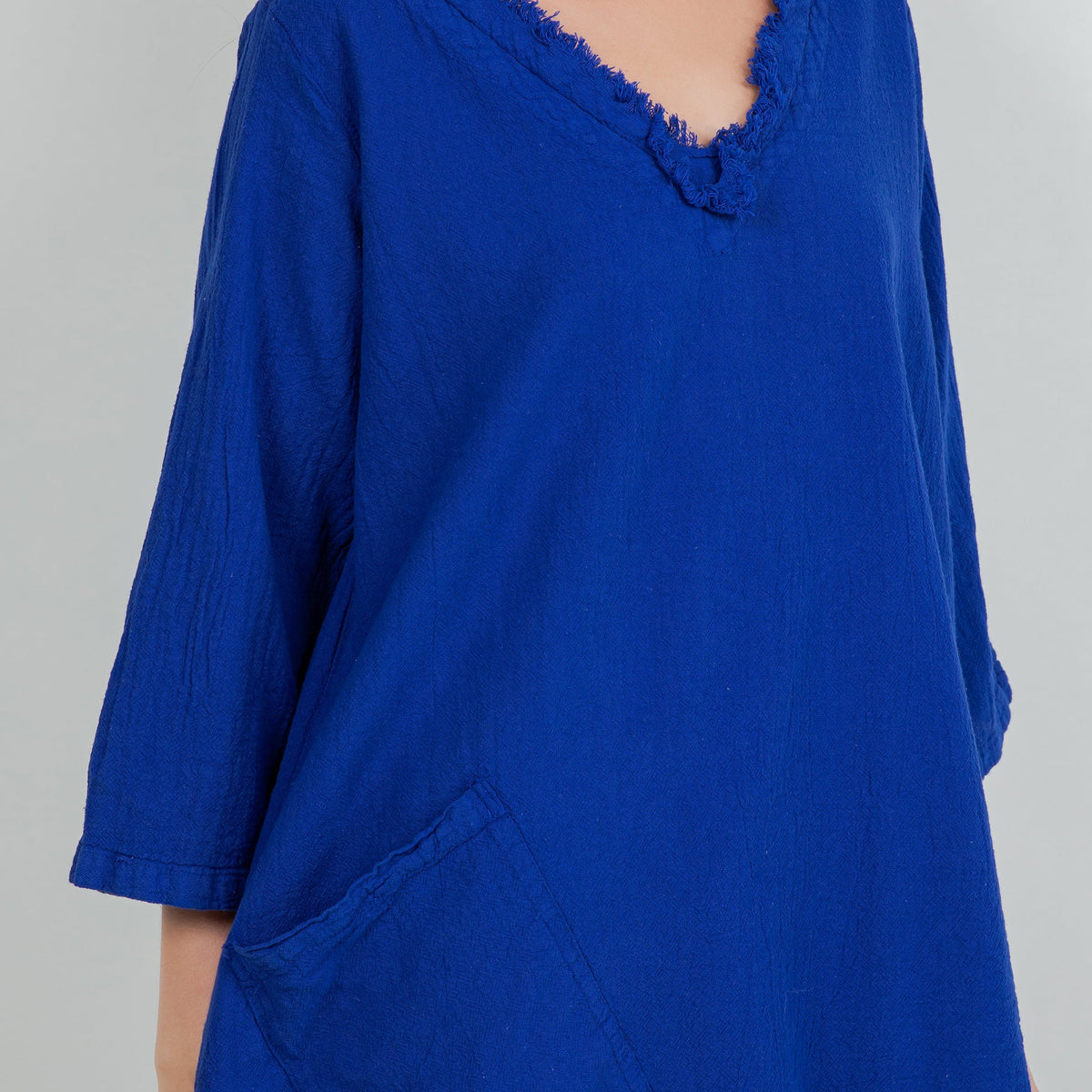 Zoe Cotton Gauze Fringed V-Neck Tunic