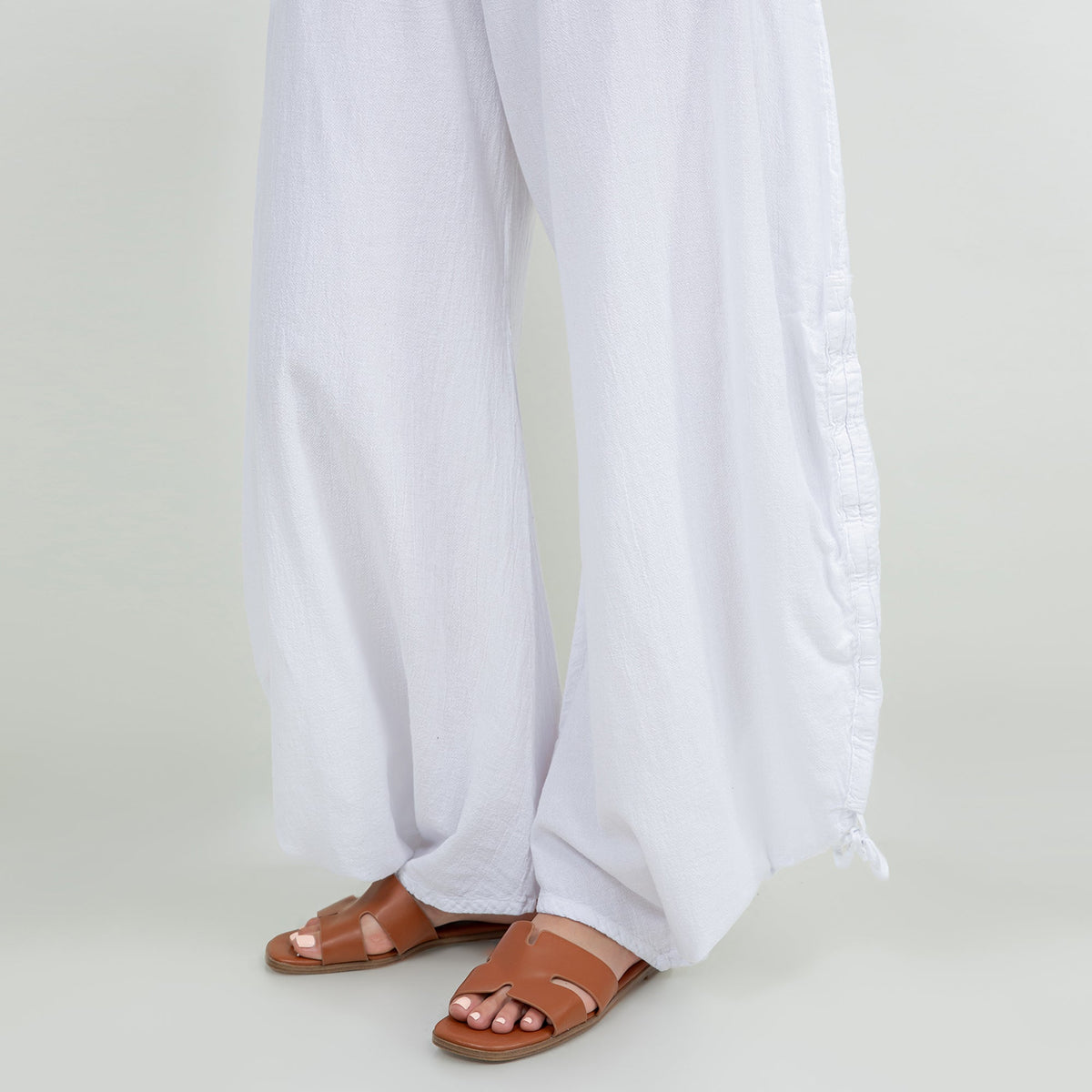 Oana Cotton Gauze Pants with Adjustable Ruched Hems