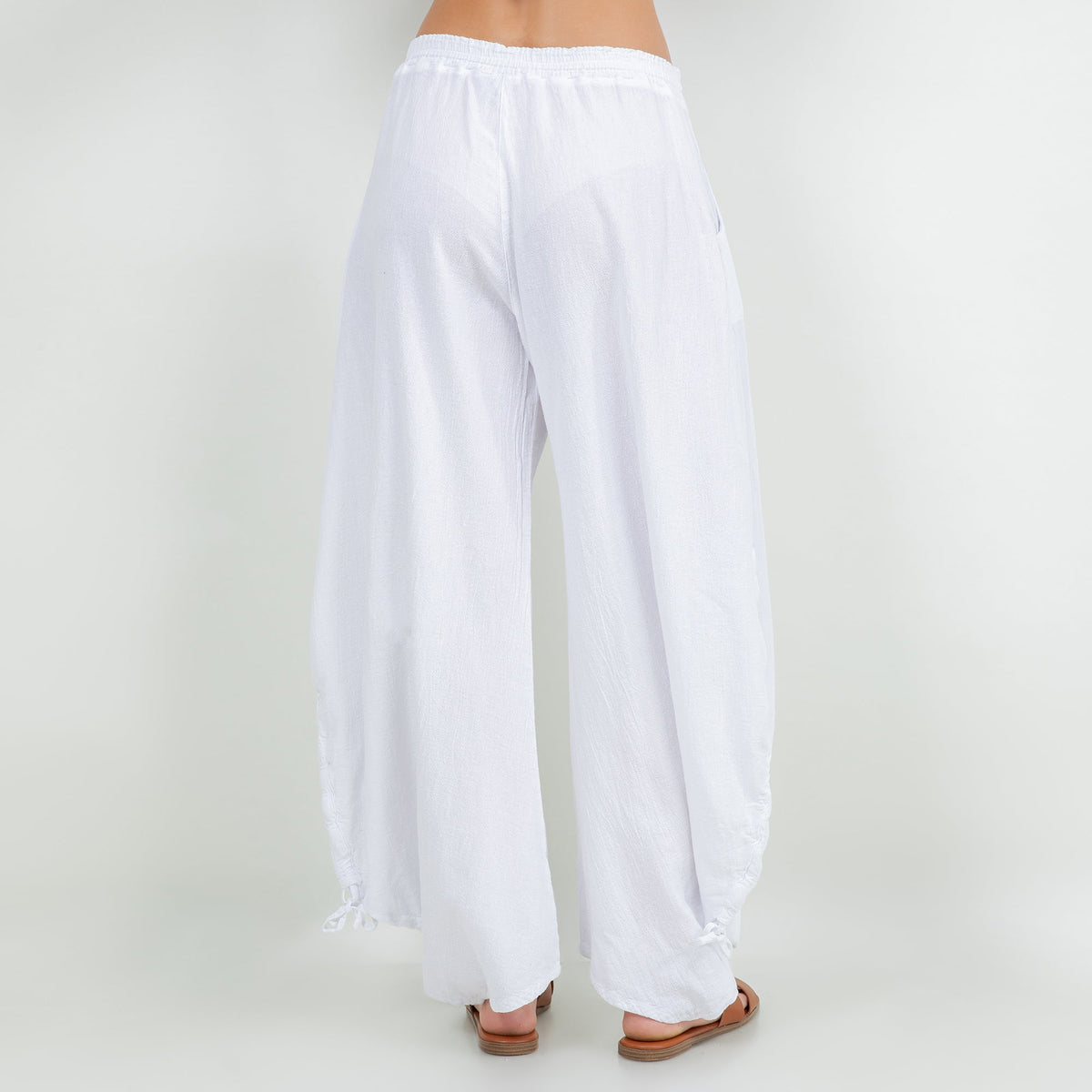 Oana Cotton Gauze Pants with Adjustable Ruched Hems