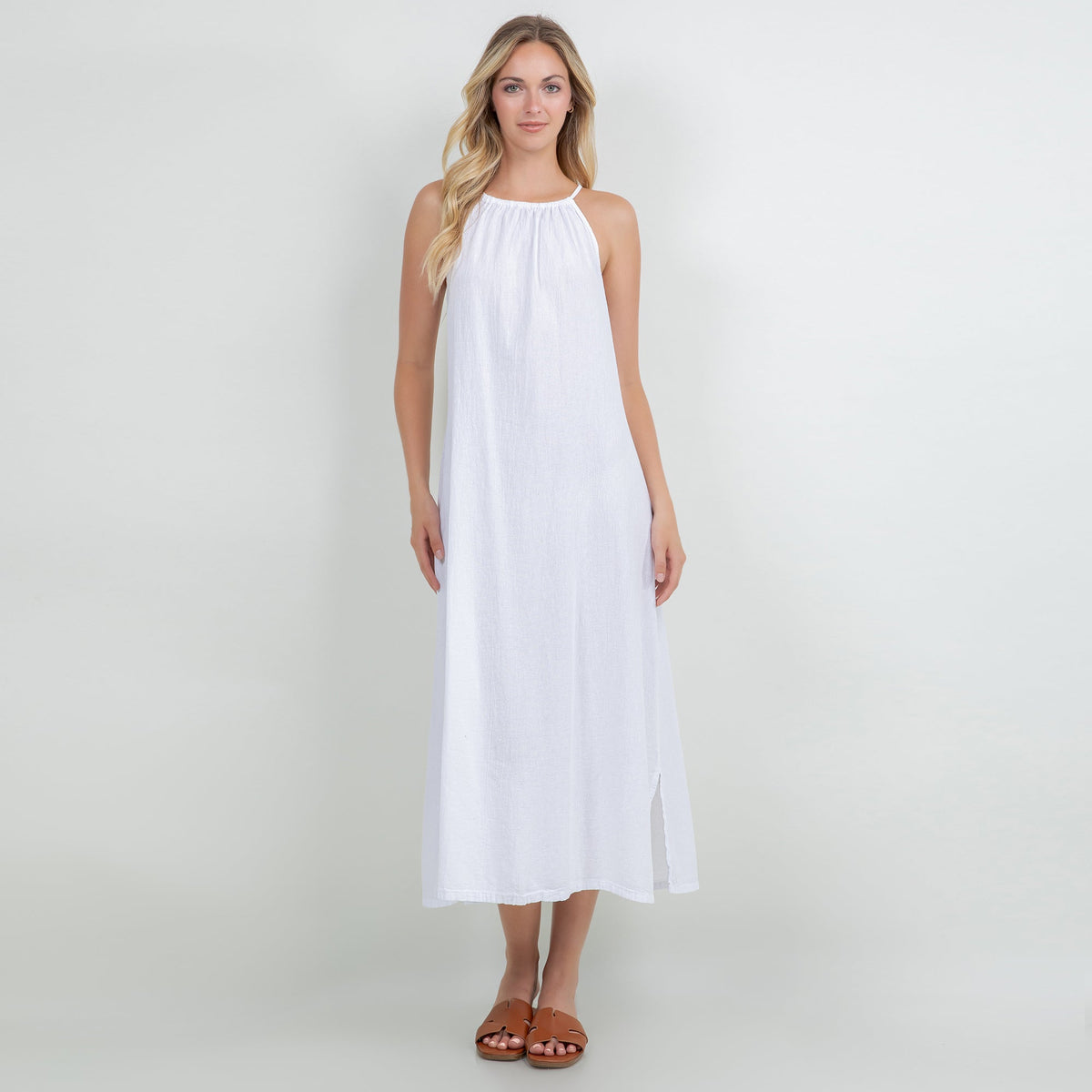 Caterina Cotton Gauze Halter Dress