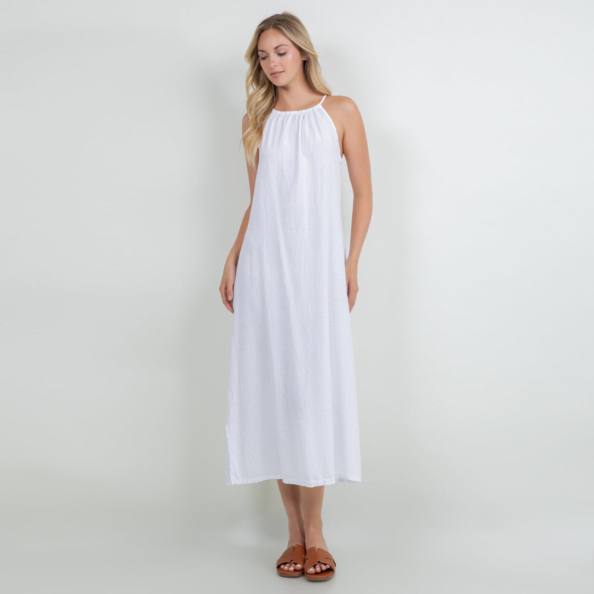 Caterina Cotton Gauze Halter Dress