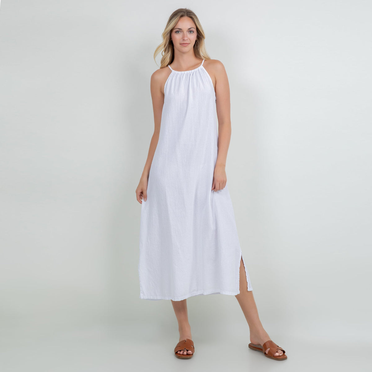 Caterina Cotton Gauze Halter Dress