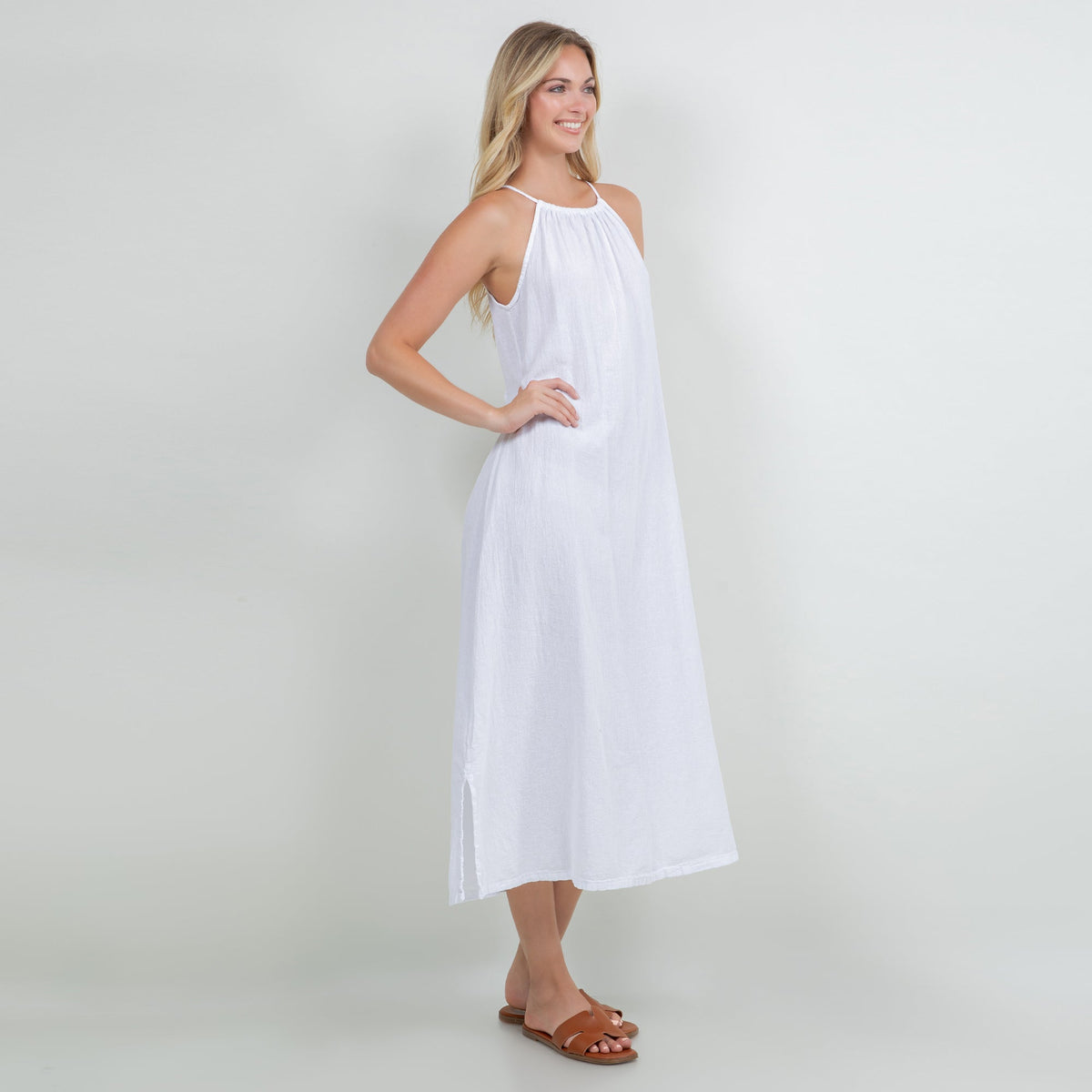 Caterina Cotton Gauze Halter Dress