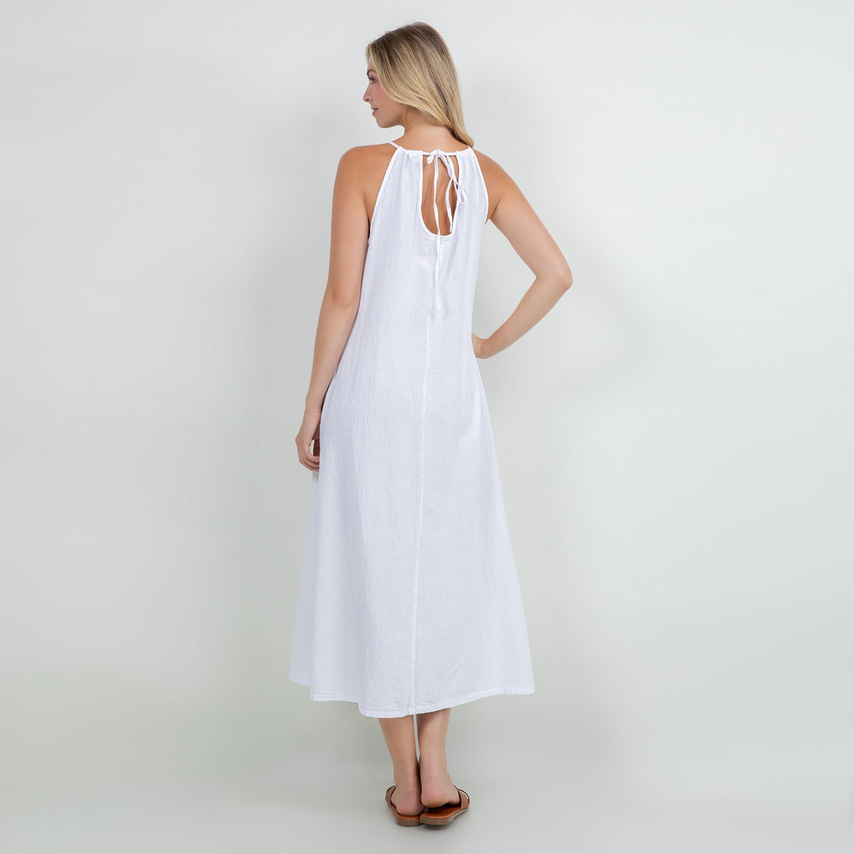 Caterina Cotton Gauze Halter Dress