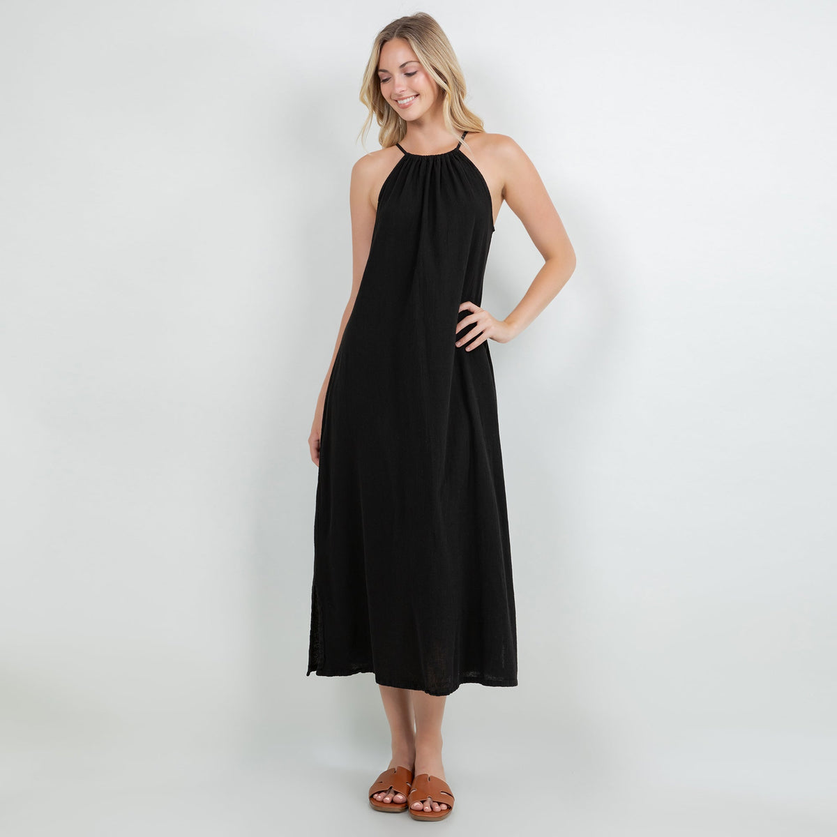 Caterina Cotton Gauze Halter Dress