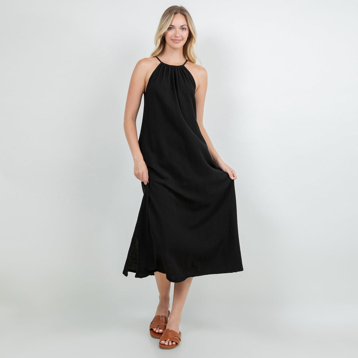 Caterina Cotton Gauze Halter Dress