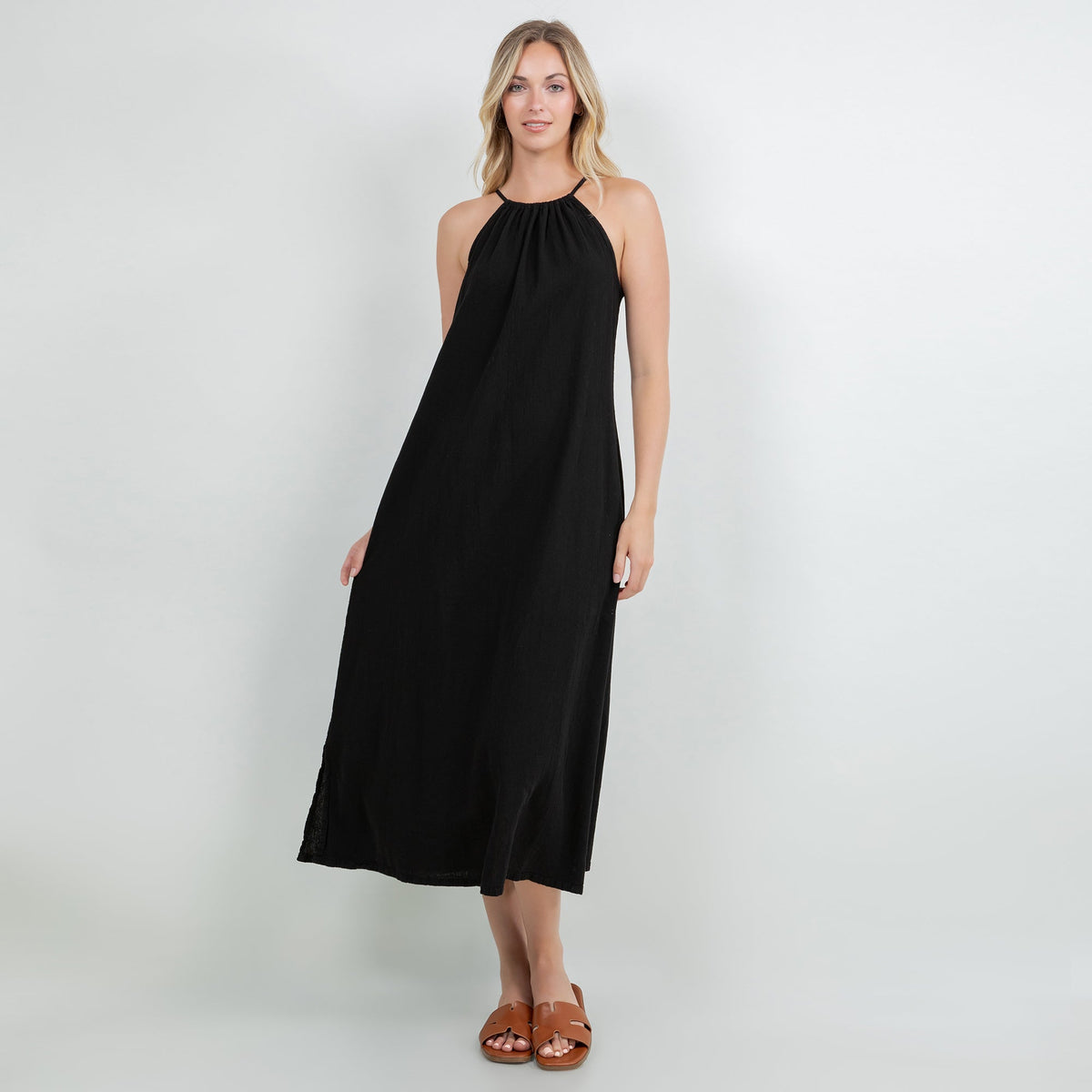 Caterina Cotton Gauze Halter Dress