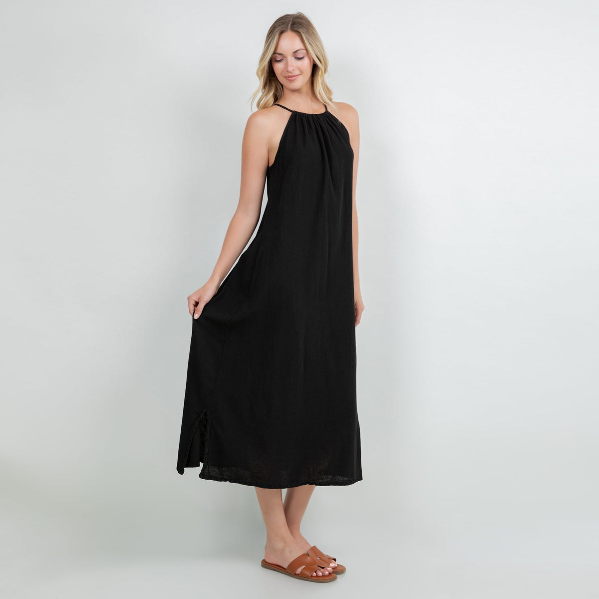 Caterina Cotton Gauze Halter Dress