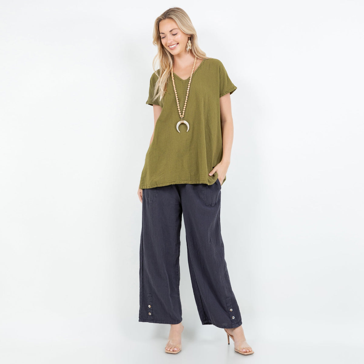 Betsy Cotton Gauze A-Line Cap-Sleeve Top