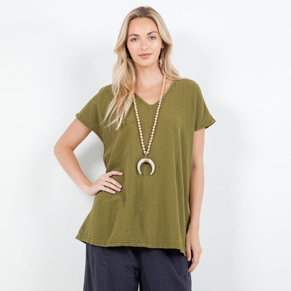 Betsy Cotton Gauze A-Line Cap-Sleeve Top