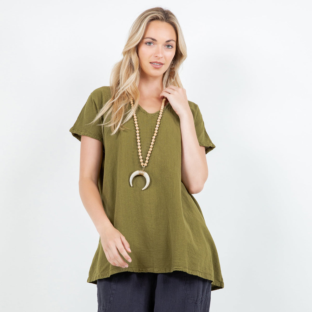 Betsy Cotton Gauze A-Line Cap-Sleeve Top