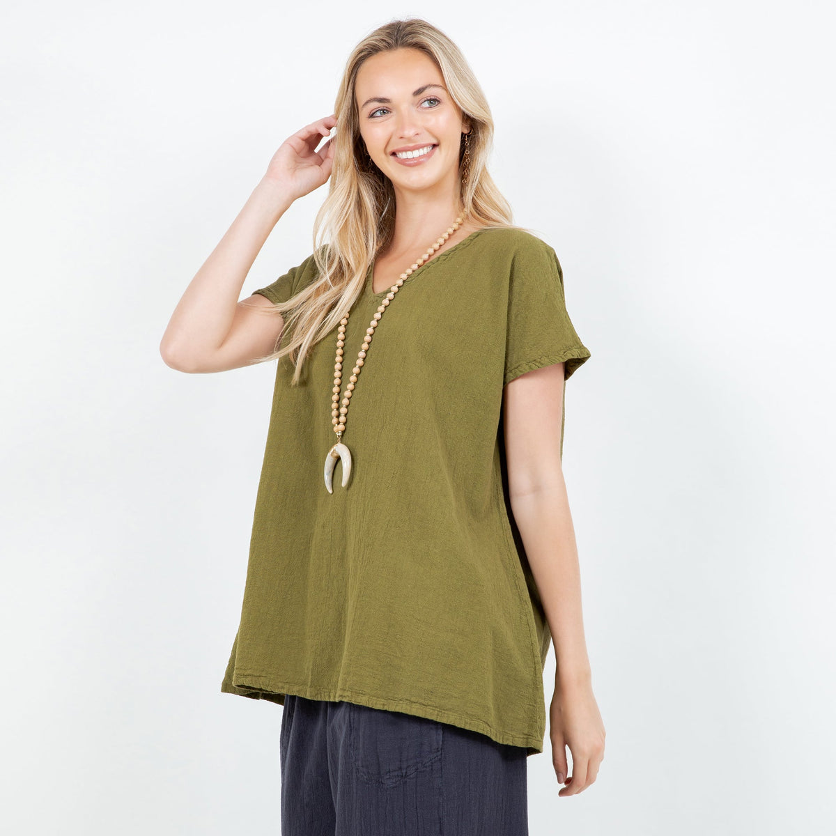 Betsy Cotton Gauze A-Line Cap-Sleeve Top