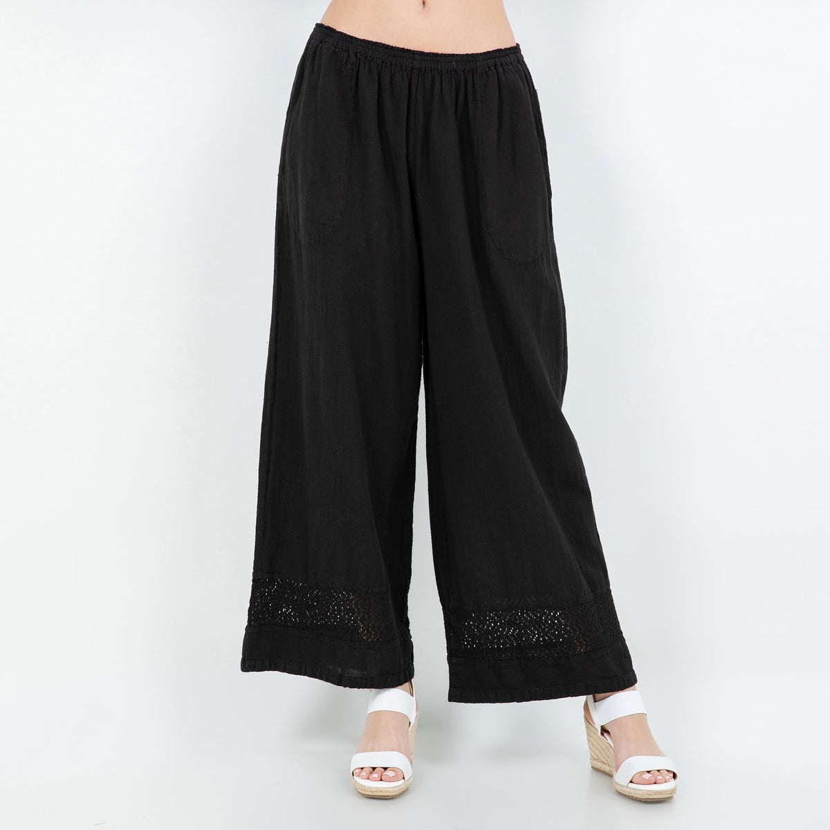 Willow Cotton Gauze Lace-Detail Pants