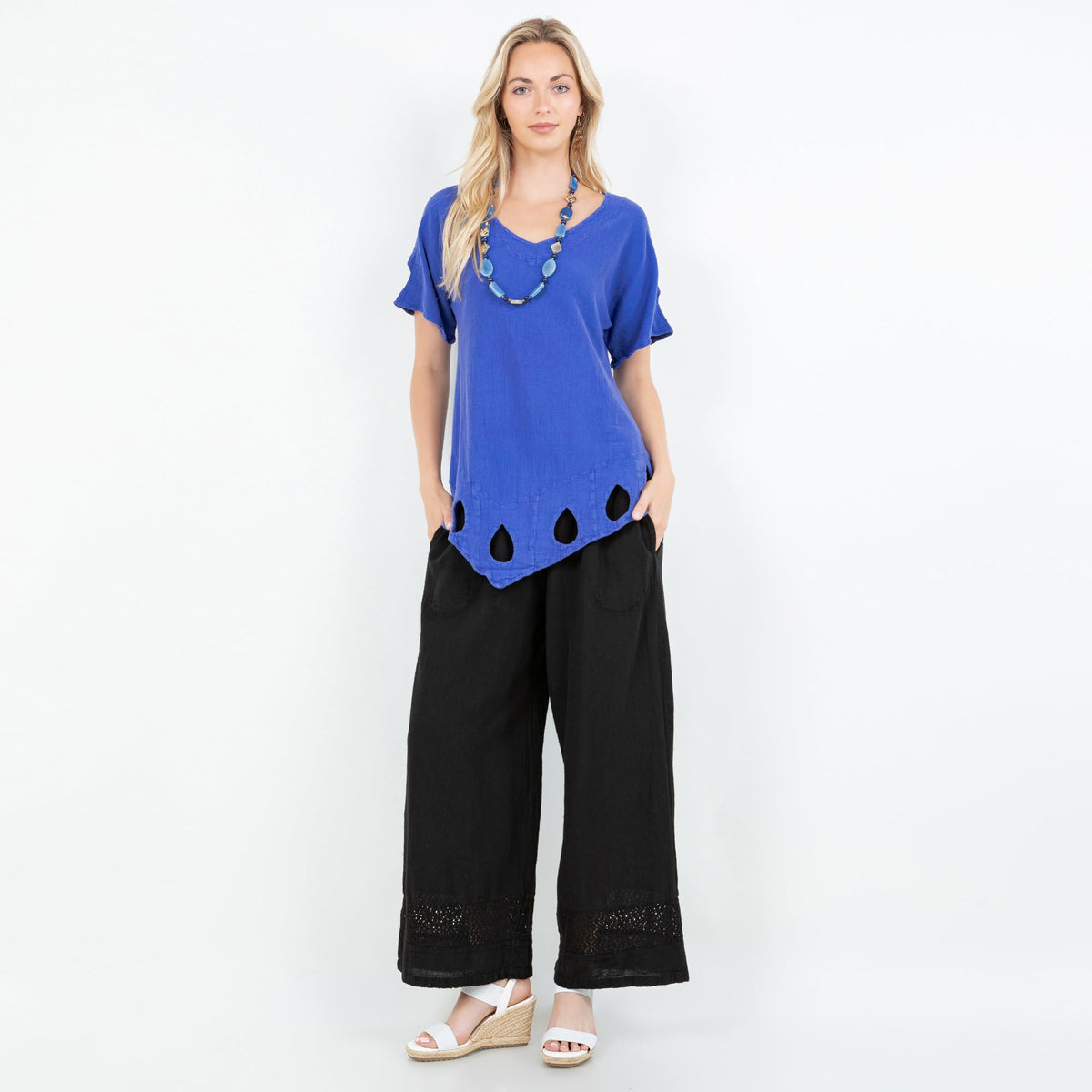 Willow Cotton Gauze Lace-Detail Pants