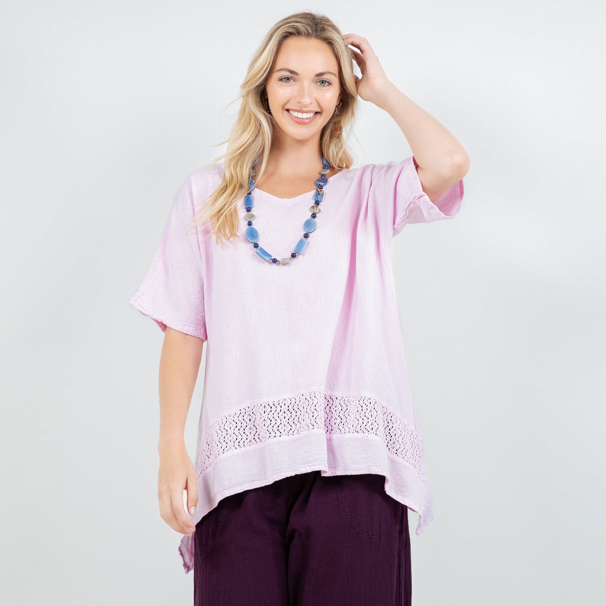 Cynthia Women's Cotton Gauze Lace-Detail Tunic