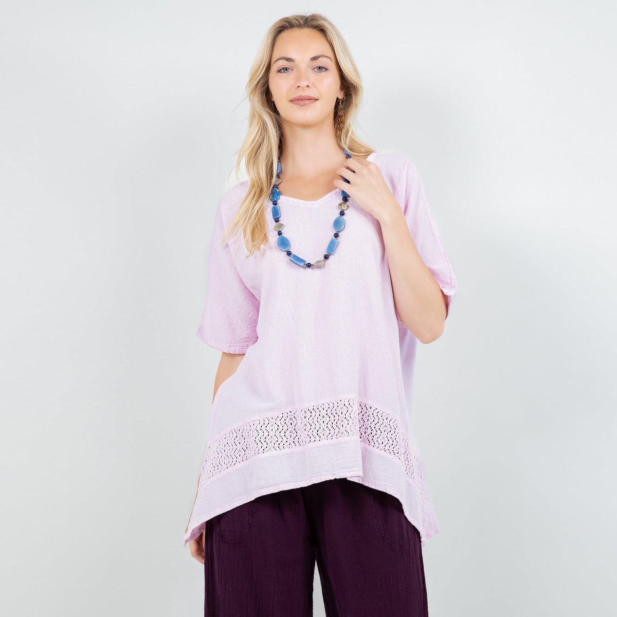 Cynthia Women's Cotton Gauze Lace-Detail Tunic