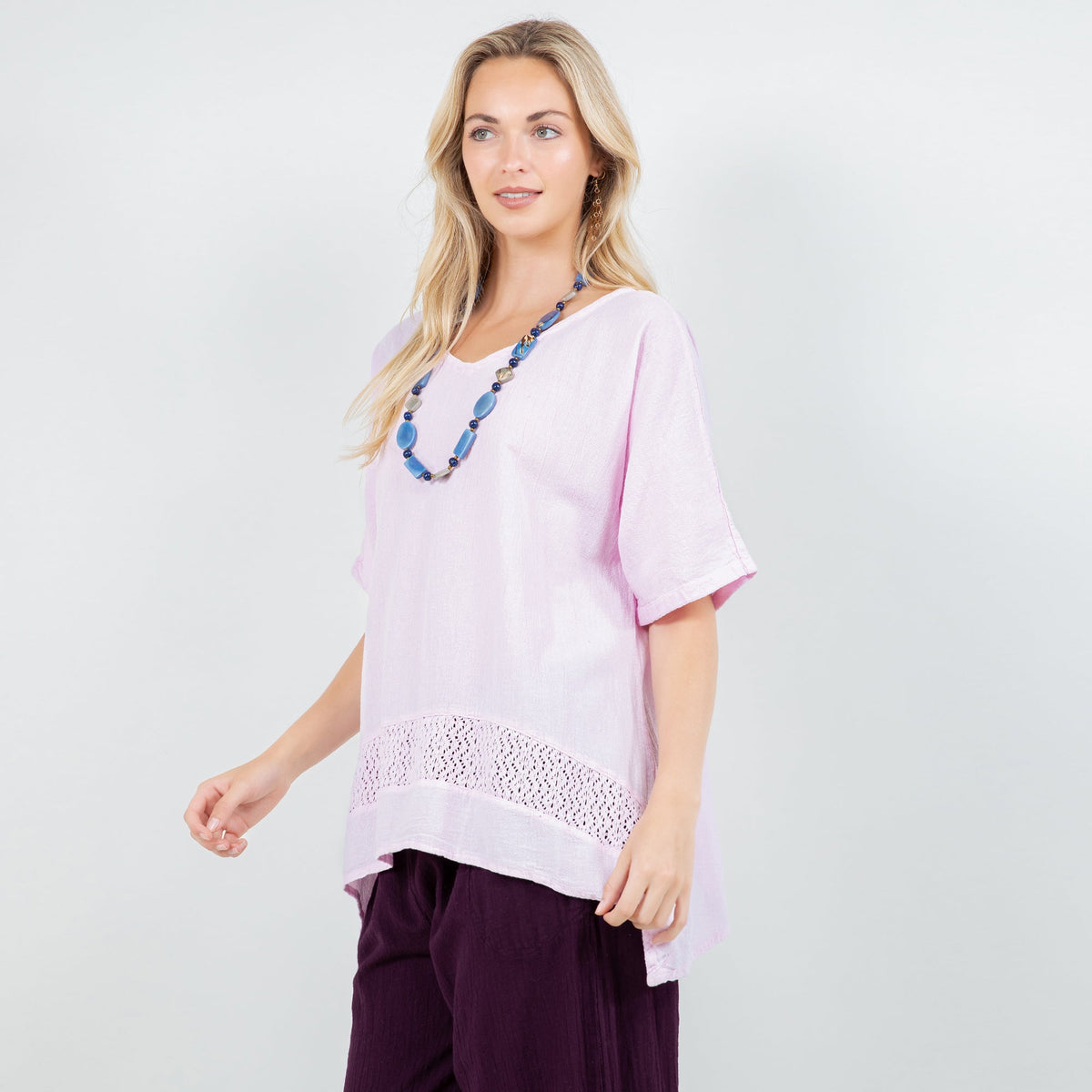 Cynthia Women's Cotton Gauze Lace-Detail Tunic
