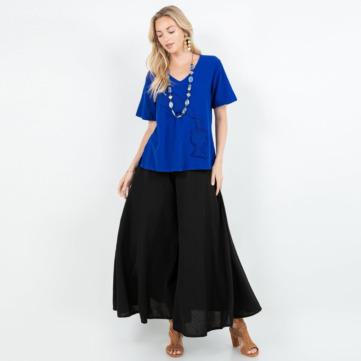 Blanche Cotton Gauze Wide-Leg Pants