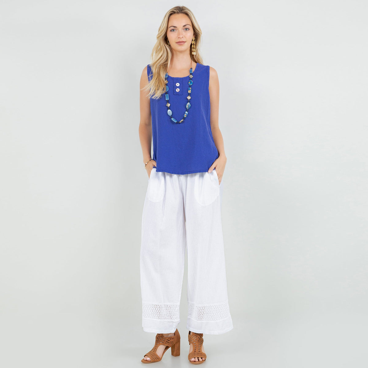 Willow Cotton Gauze Lace-Detail Pants