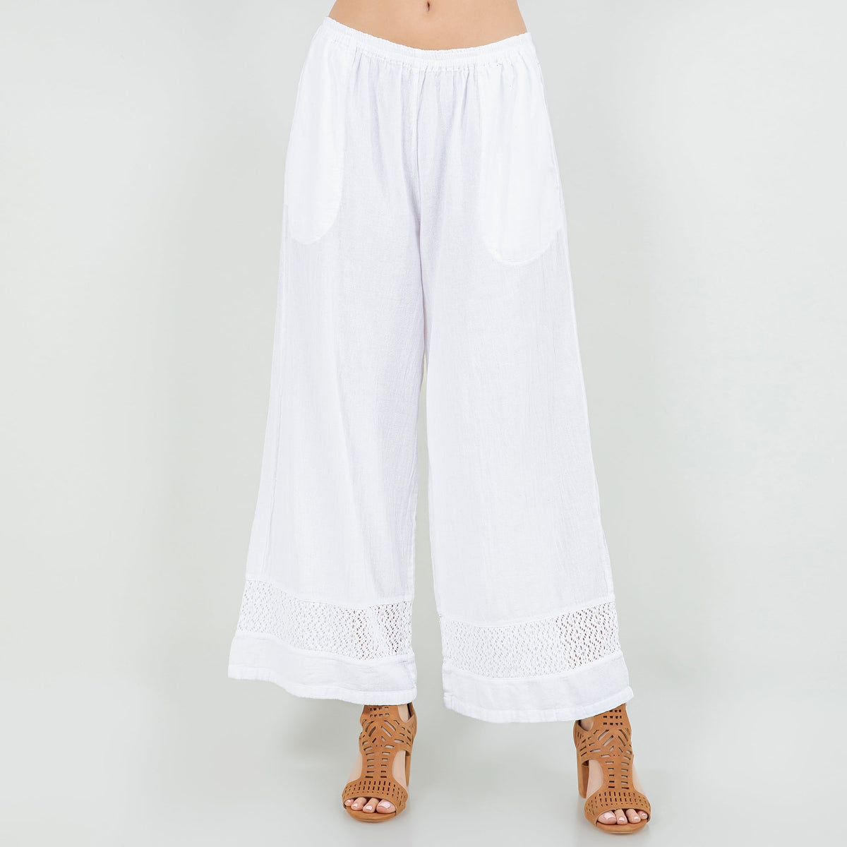 Willow Cotton Gauze Lace-Detail Pants