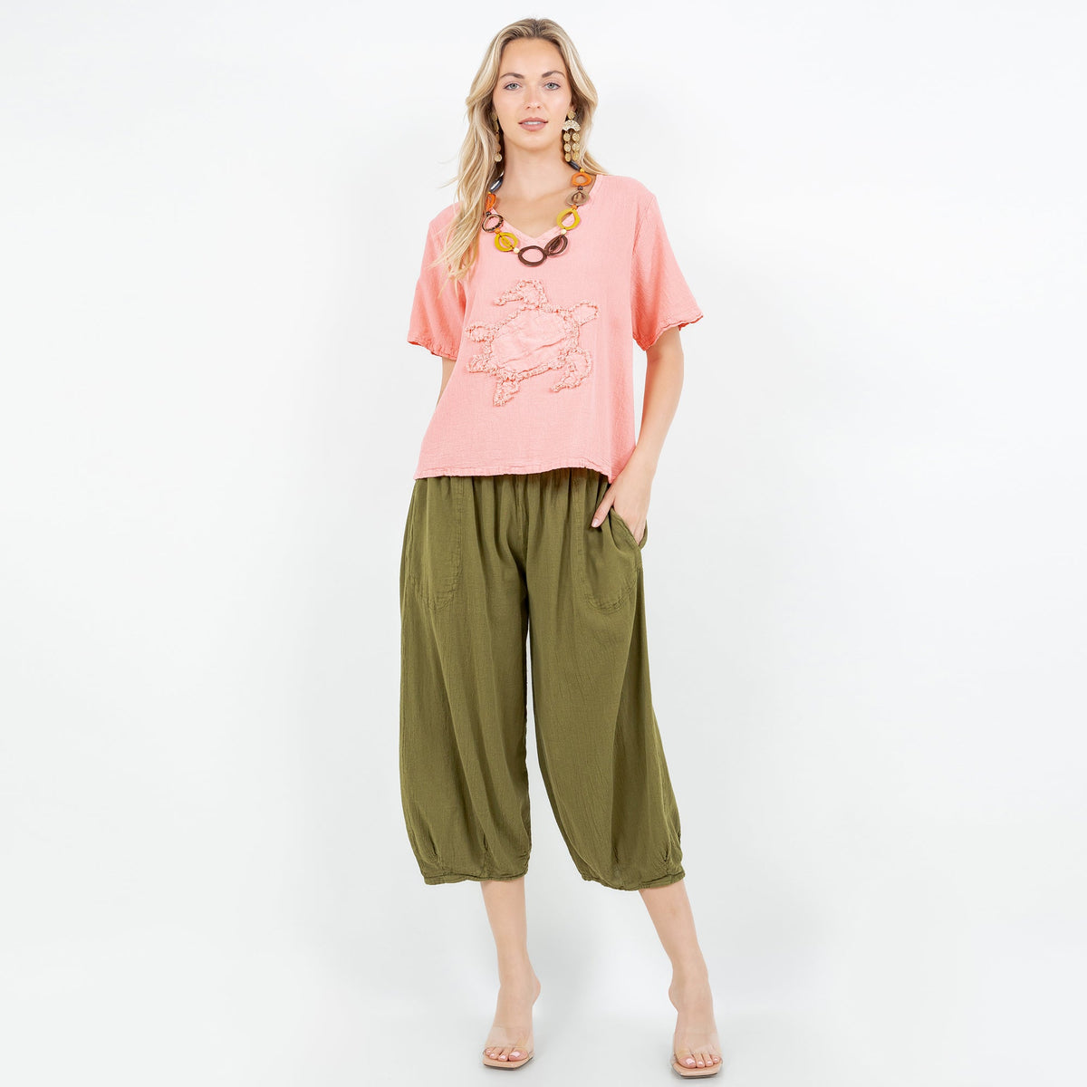 Women's Cotton Gauze Turtle Design Top