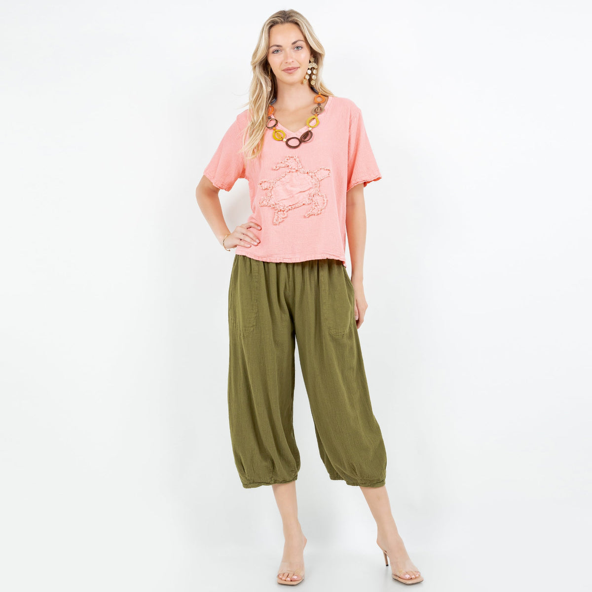 Women's Cotton Gauze Turtle Design Top