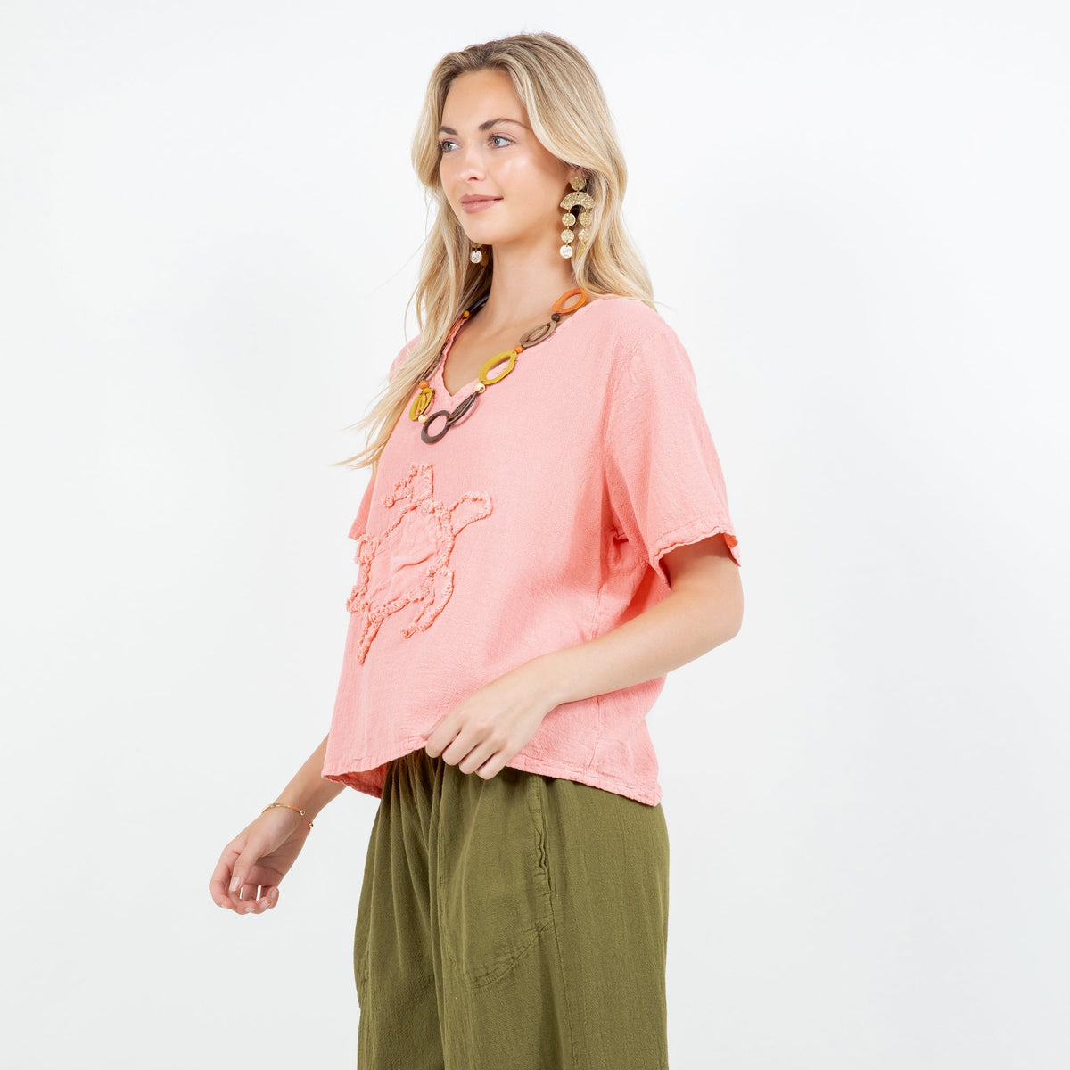 Women's Cotton Gauze Turtle Design Top