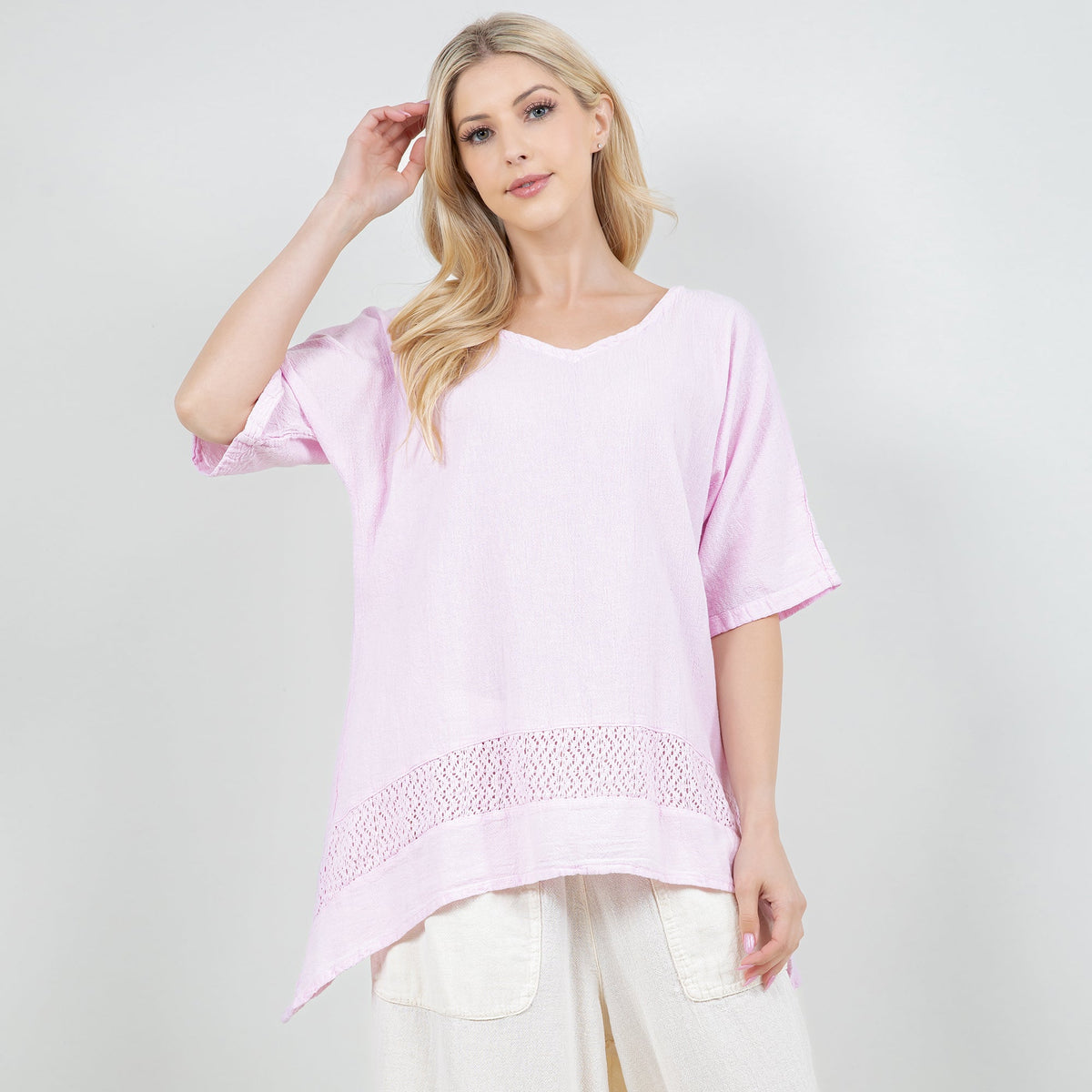 Cynthia Women's Cotton Gauze Lace-Detail Tunic