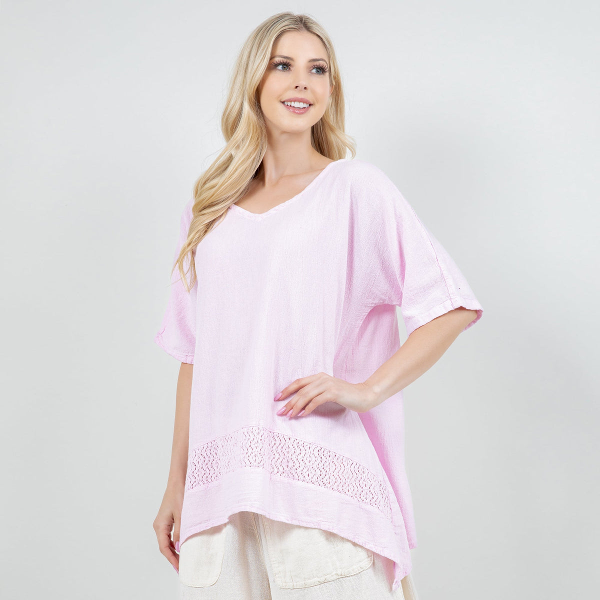 Cynthia Women's Cotton Gauze Lace-Detail Tunic