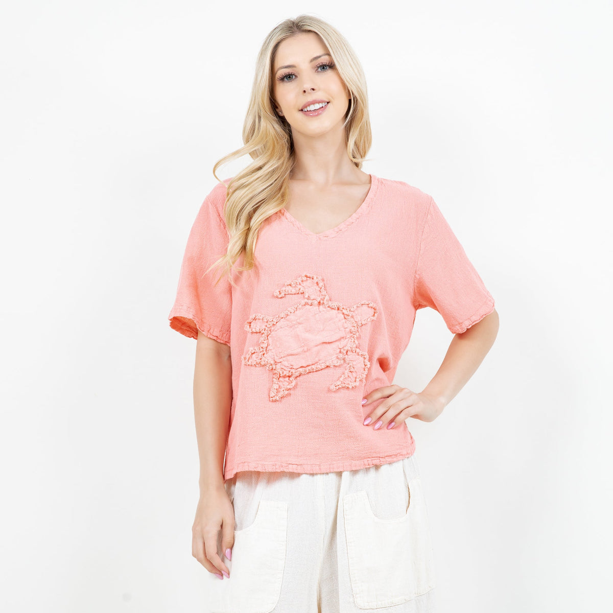 Women's Cotton Gauze Turtle Design Top
