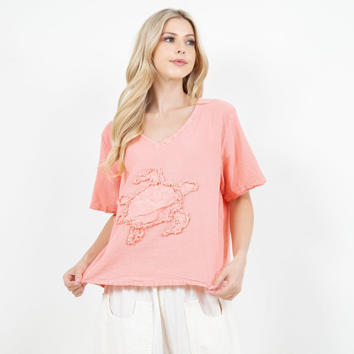 Women's Cotton Gauze Turtle Design Top