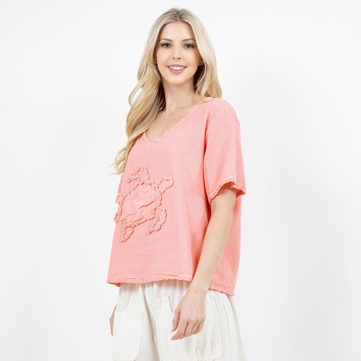Women's Cotton Gauze Turtle Design Top