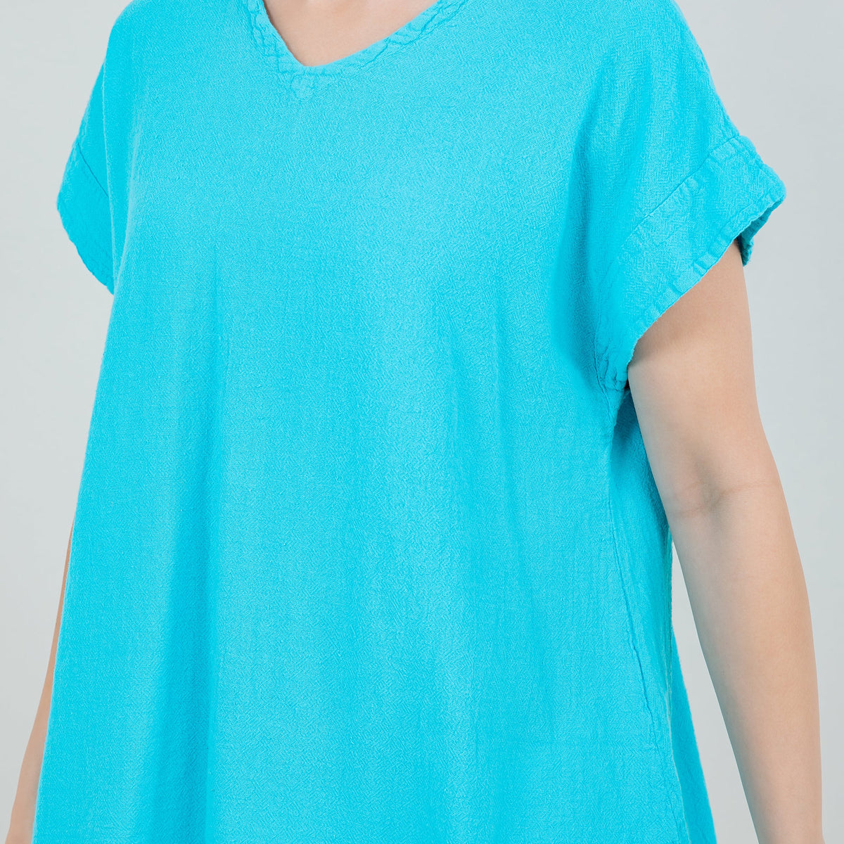 Carla Cotton Gauze Cap-Sleeve V-Neck Top