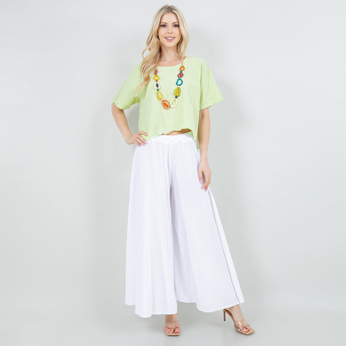 Blanche Cotton Gauze Wide-Leg Pants